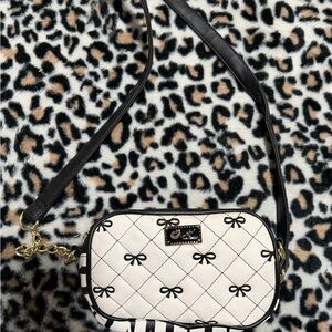 Betsey Johnson Black and White Bow Crossbody Bag